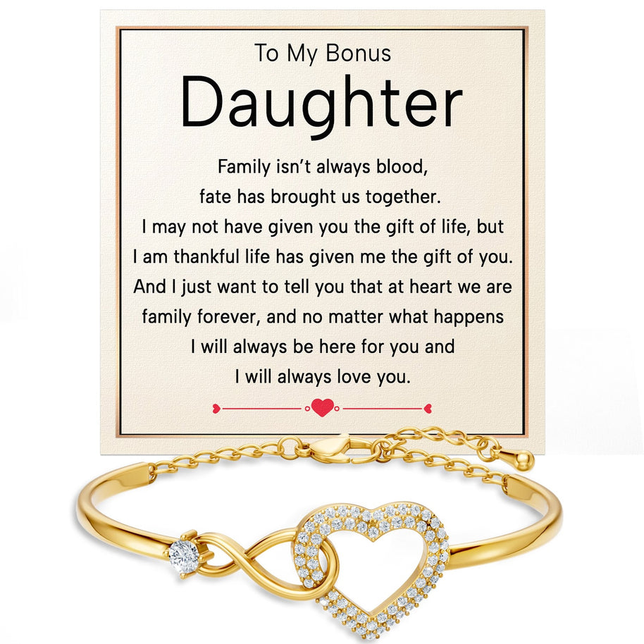 To My Bonus Daughter Bracelet With Message Card - Brought Us Together