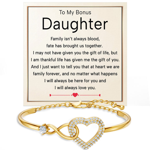 To My Bonus Daughter Bracelet With Message Card - Brought Us Together
