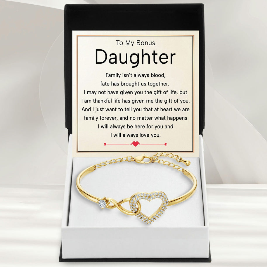 To My Bonus Daughter Bracelet With Message Card - Brought Us Together