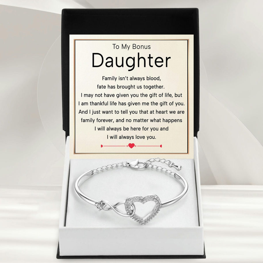 To My Bonus Daughter Bracelet With Message Card - Brought Us Together