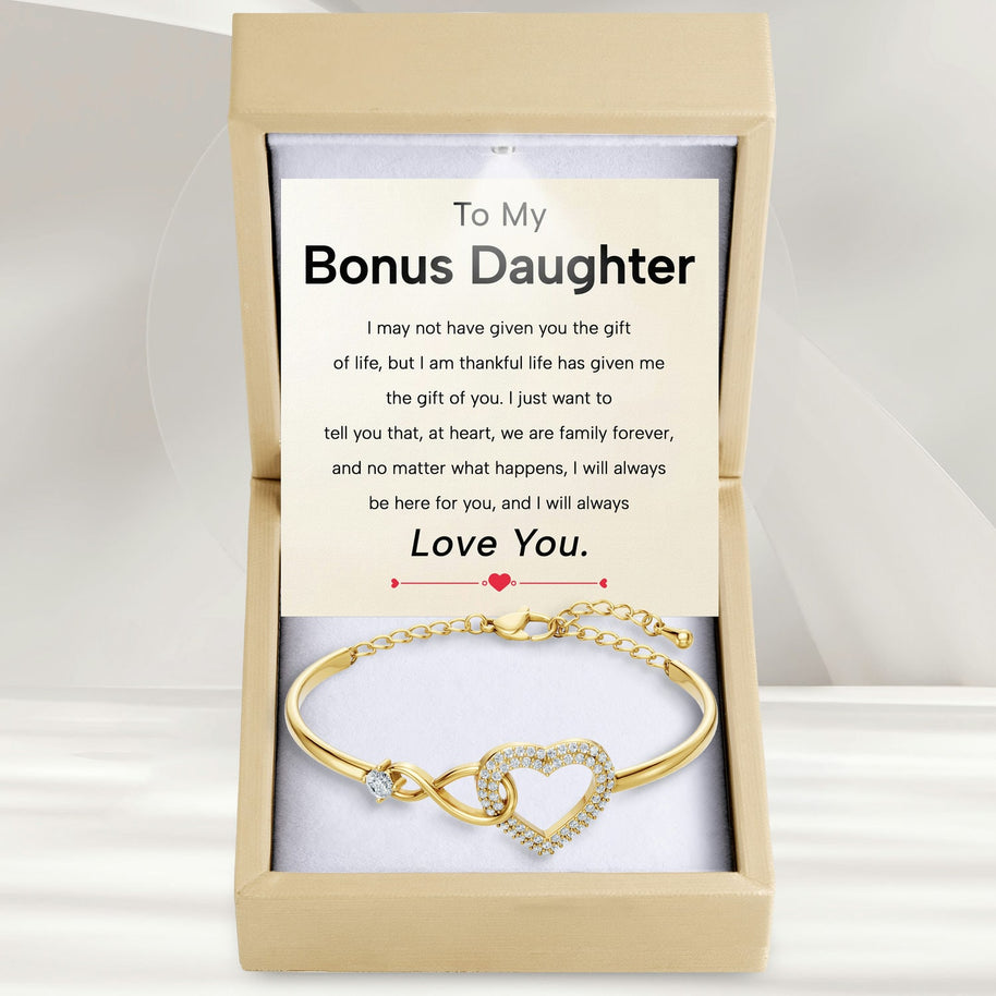 To My Bonus Daughter Bracelet With Message Card - Family Forever