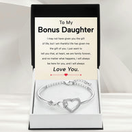 To My Bonus Daughter Bracelet With Message Card - Family Forever
