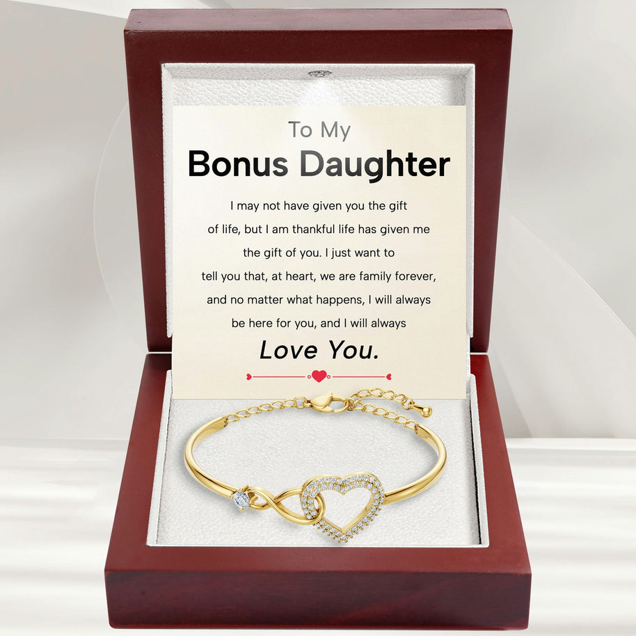 To My Bonus Daughter Bracelet With Message Card - Family Forever