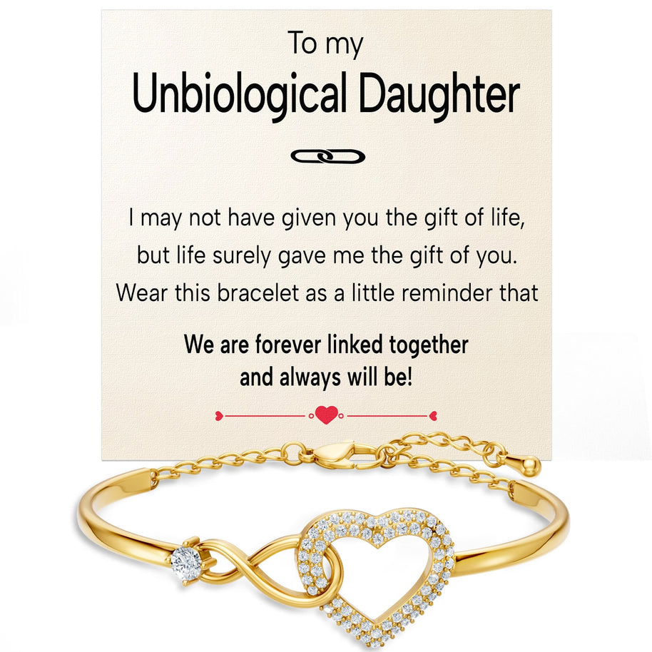 To My Bonus Daughter Bracelet With Message Card - Forever Linked Together
