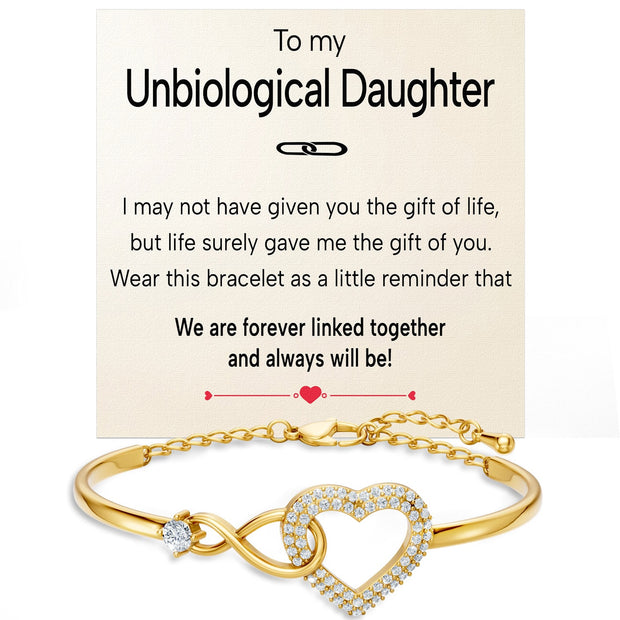 To My Bonus Daughter Bracelet With Message Card - Forever Linked Together