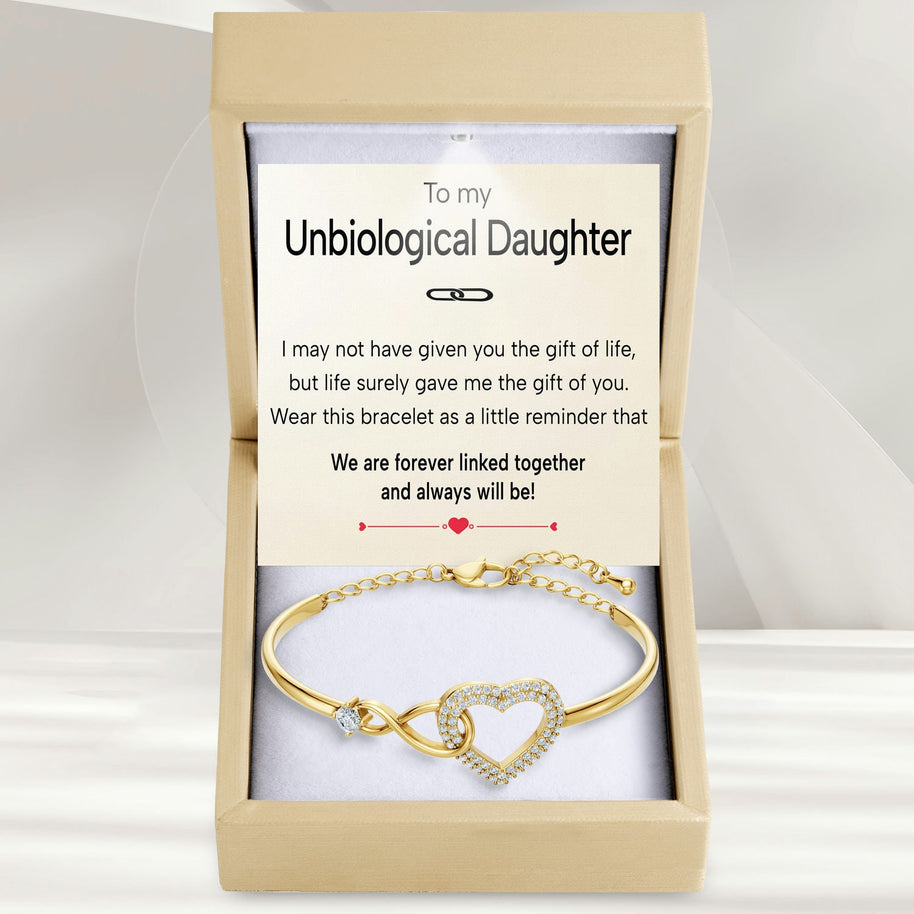 To My Bonus Daughter Bracelet With Message Card - Forever Linked Together
