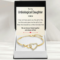 To My Bonus Daughter Bracelet With Message Card - Forever Linked Together