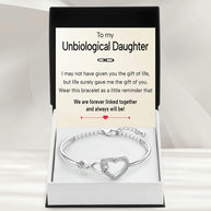 To My Bonus Daughter Bracelet With Message Card - Forever Linked Together