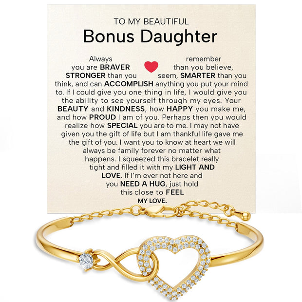 To My Bonus Daughter Bracelet With Message Card - Light And Love