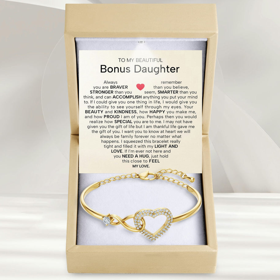 To My Bonus Daughter Bracelet With Message Card - Light And Love