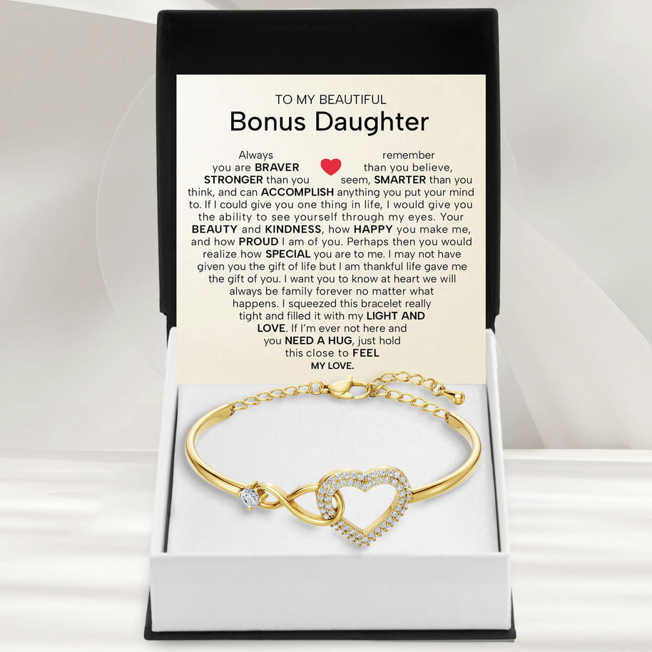 To My Bonus Daughter Bracelet With Message Card - Light And Love