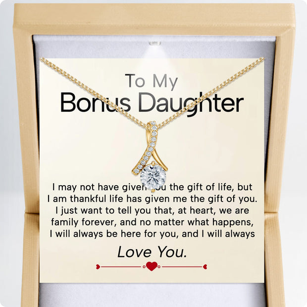 To My Bonus Daughter Necklace  With Heartfelt Message - Unique Jewelry For Bonus Daughter - Always Love You