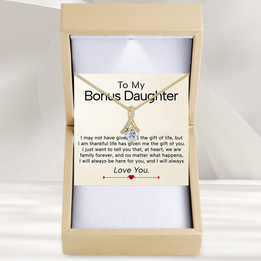 To My Bonus Daughter Necklace  With Heartfelt Message - Unique Jewelry For Bonus Daughter - Always Love You