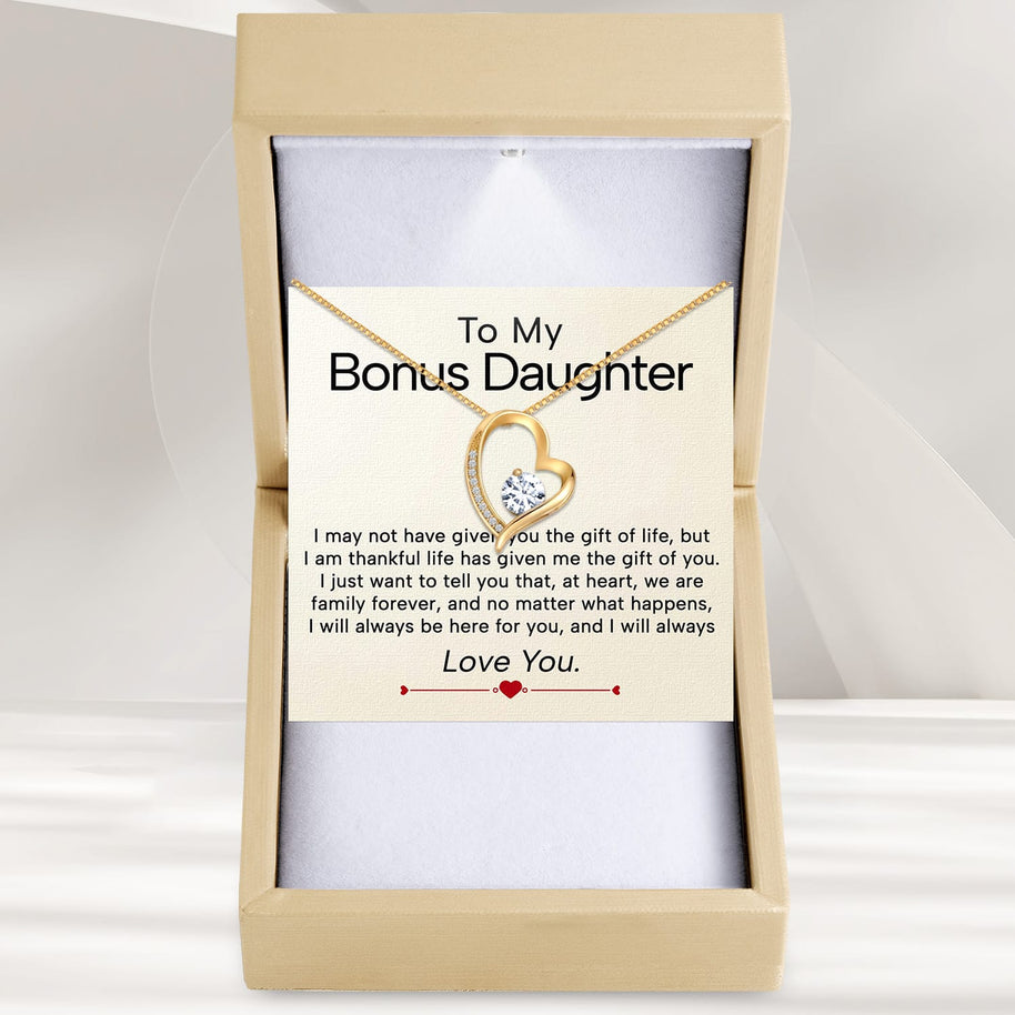 To My Bonus Daughter Necklace  With Heartfelt Message - Unique Jewelry For Bonus Daughter - Always Love You
