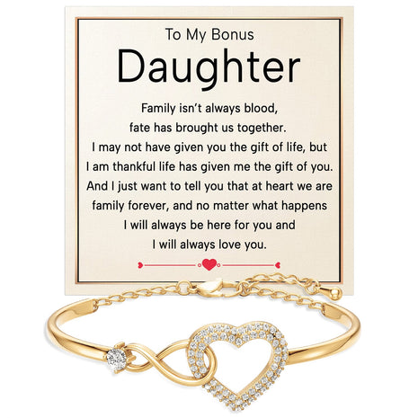 To My Bonus Daughter Bracelet With Message Card - Brought Us Together