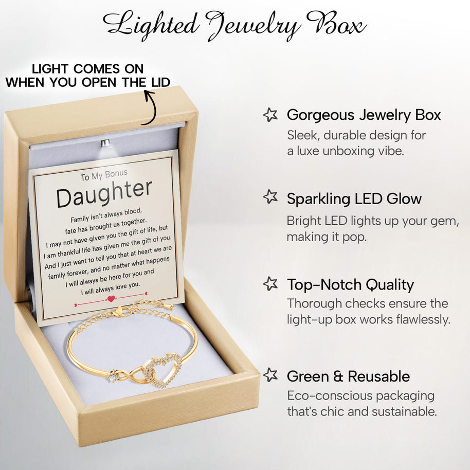 To My Bonus Daughter Bracelet With Message Card - Brought Us Together