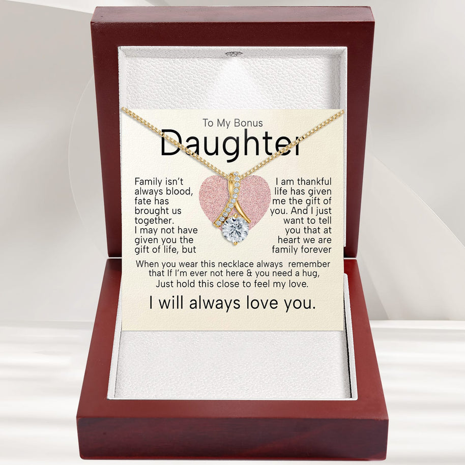 To My Bonus Daughter Necklace  With Heartfelt Message - Unique Jewelry For Bonus Daughter - Brought Us Together