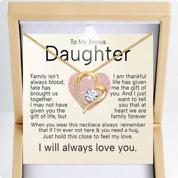 To My Bonus Daughter Necklace  With Heartfelt Message - Unique Jewelry For Bonus Daughter - Brought Us Together