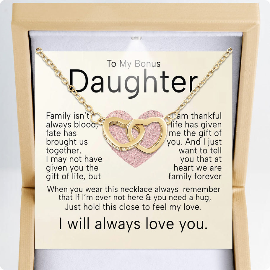 To My Bonus Daughter Necklace  With Heartfelt Message - Unique Jewelry For Bonus Daughter - Brought Us Together