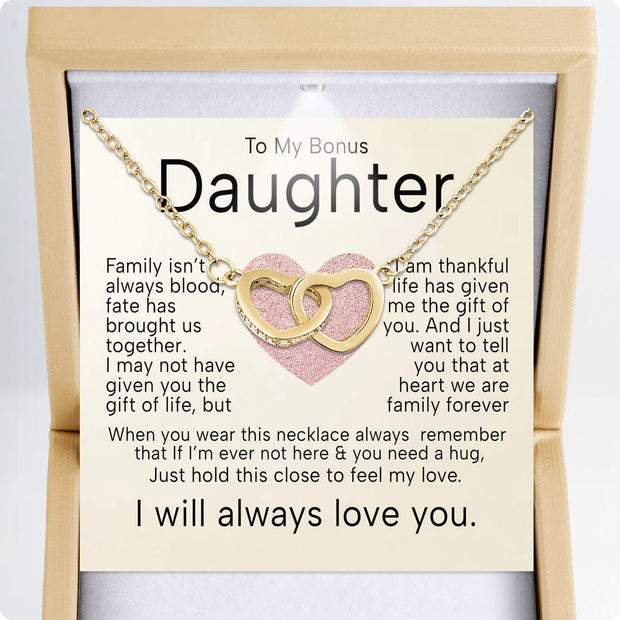 To My Bonus Daughter Necklace  With Heartfelt Message - Unique Jewelry For Bonus Daughter - Brought Us Together