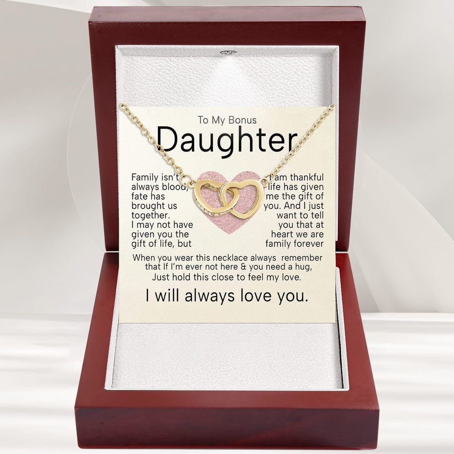To My Bonus Daughter Necklace  With Heartfelt Message - Unique Jewelry For Bonus Daughter - Brought Us Together