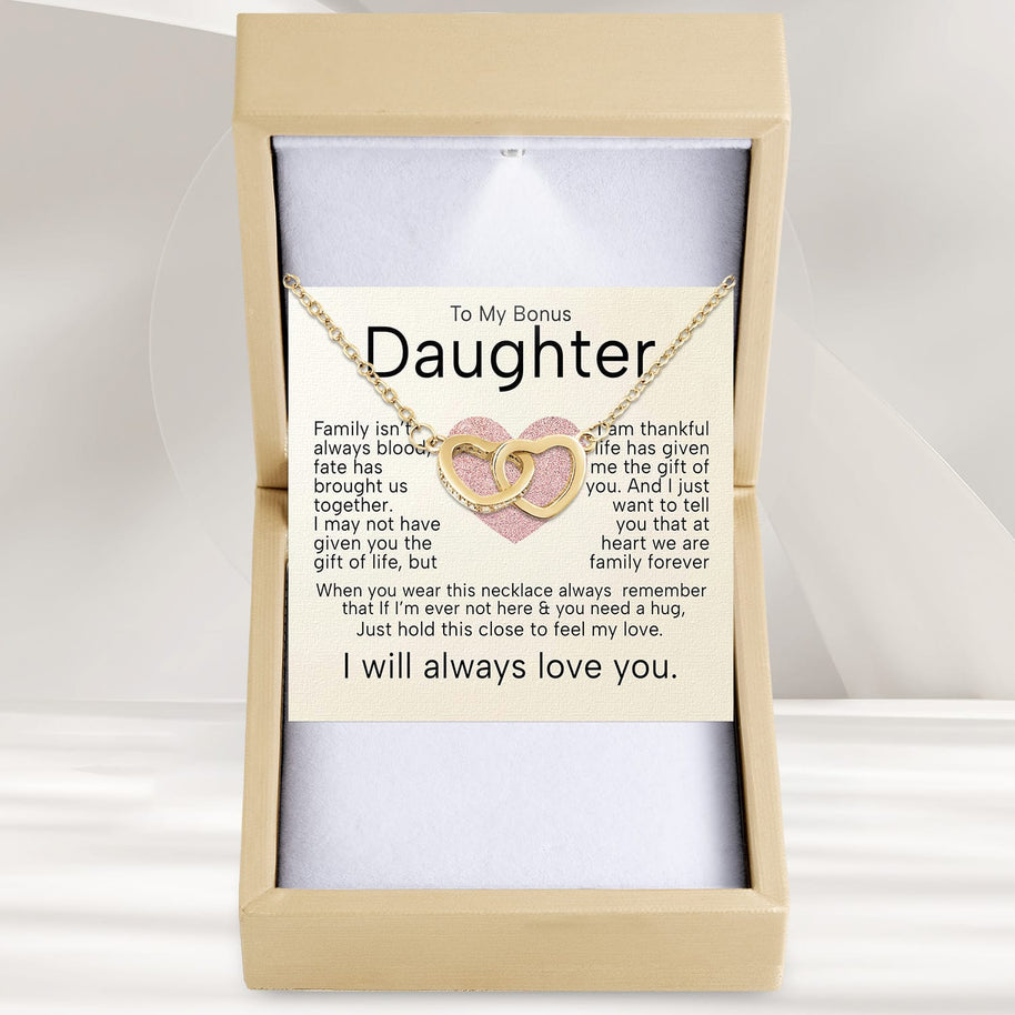 To My Bonus Daughter Necklace  With Heartfelt Message - Unique Jewelry For Bonus Daughter - Brought Us Together