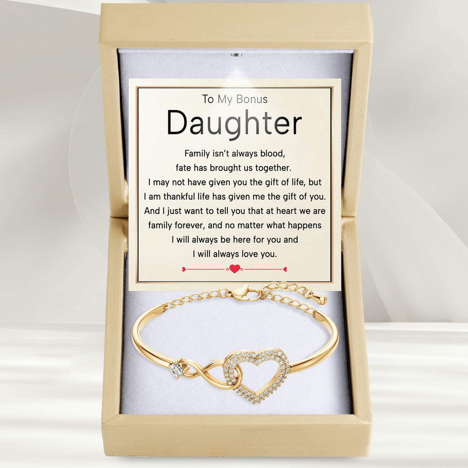 To My Bonus Daughter Bracelet With Message Card - Brought Us Together