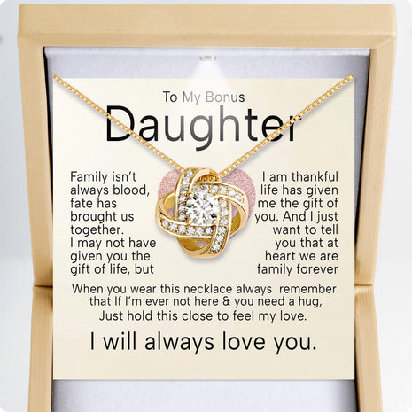To My Bonus Daughter Necklace  With Heartfelt Message - Unique Jewelry For Bonus Daughter - Brought Us Together