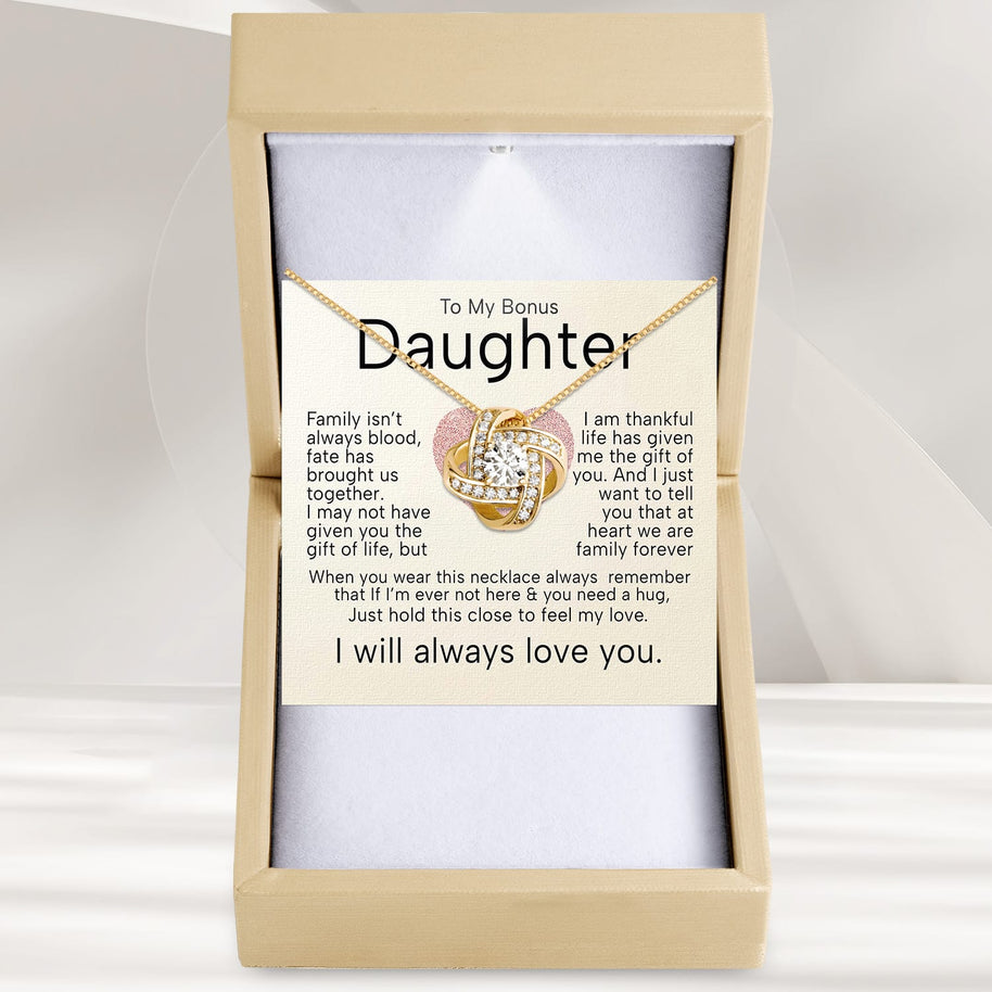 To My Bonus Daughter Necklace  With Heartfelt Message - Unique Jewelry For Bonus Daughter - Brought Us Together