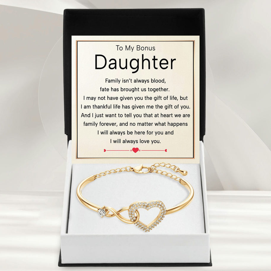 To My Bonus Daughter Bracelet With Message Card - Brought Us Together