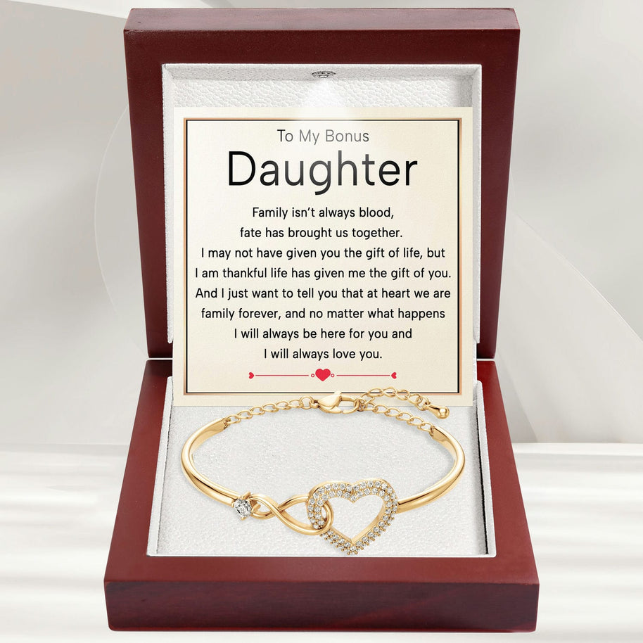 To My Bonus Daughter Bracelet With Message Card - Brought Us Together