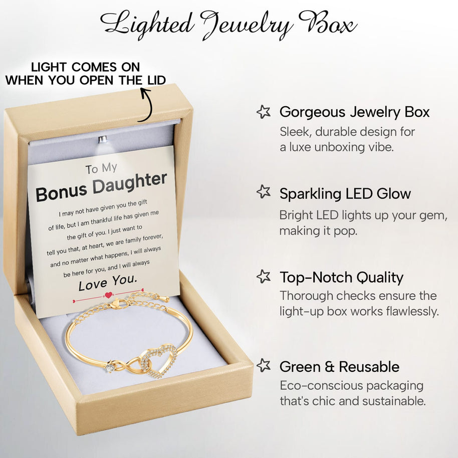 To My Bonus Daughter Bracelet With Message Card - Family Forever