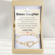 To My Bonus Daughter Bracelet With Message Card - Family Forever