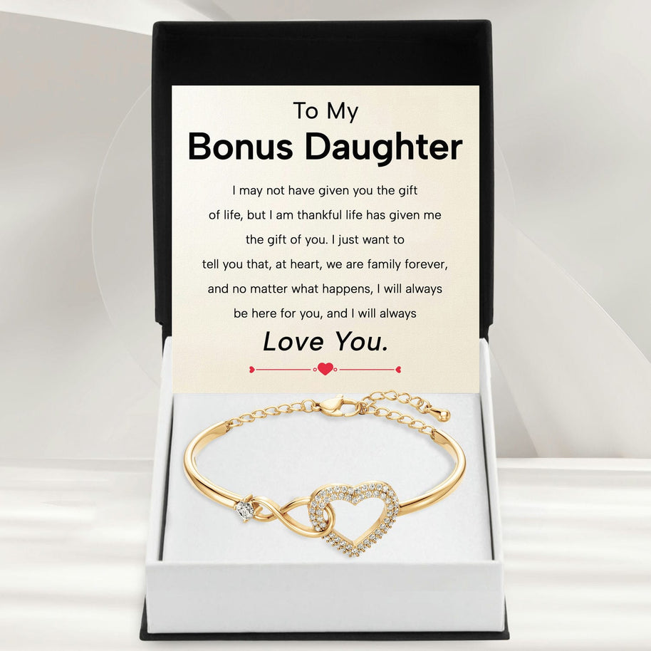 To My Bonus Daughter Bracelet With Message Card - Family Forever