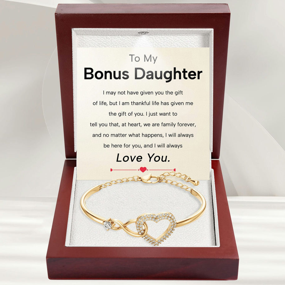 To My Bonus Daughter Bracelet With Message Card - Family Forever