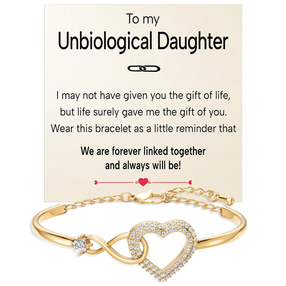 To My Bonus Daughter Bracelet With Message Card - Forever Linked Together