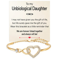 To My Bonus Daughter Bracelet With Message Card - Forever Linked Together
