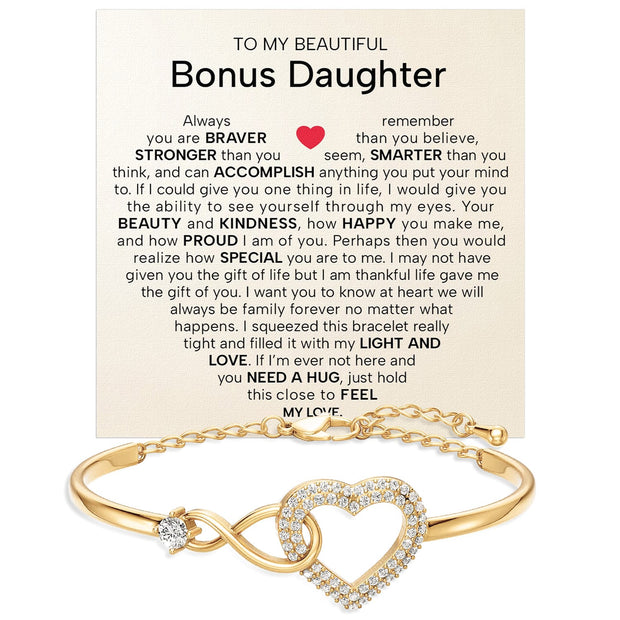 To My Bonus Daughter Bracelet With Message Card - Light And Love