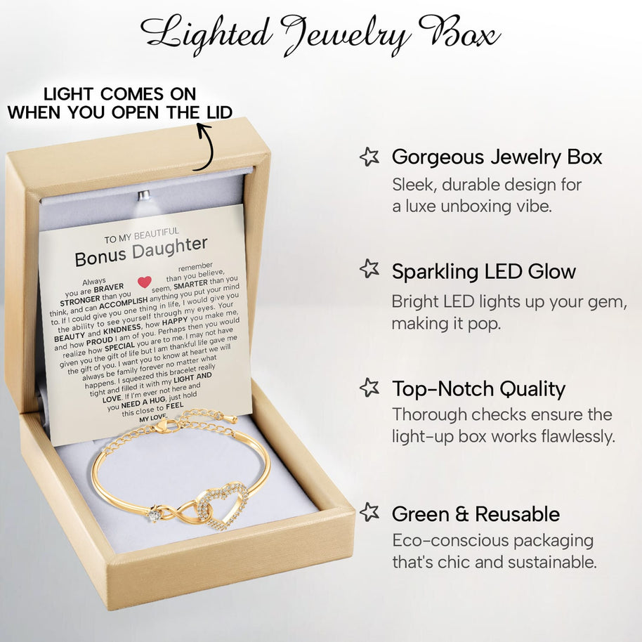 To My Bonus Daughter Bracelet With Message Card - Light And Love