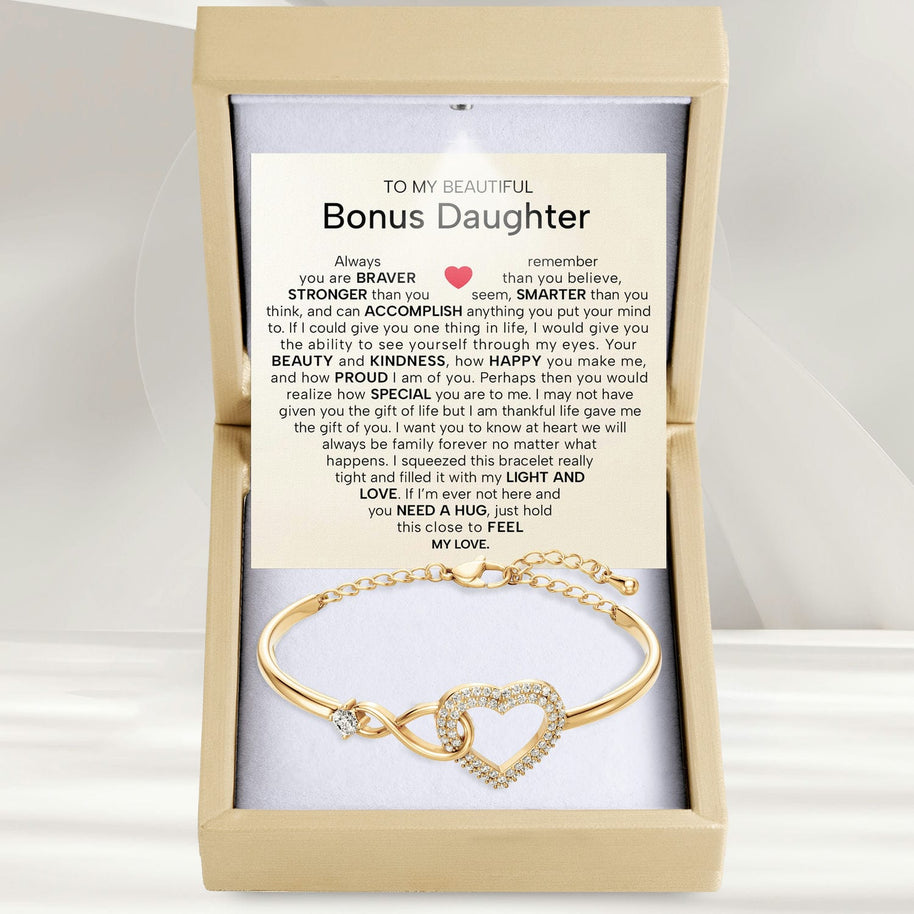 To My Bonus Daughter Bracelet With Message Card - Light And Love