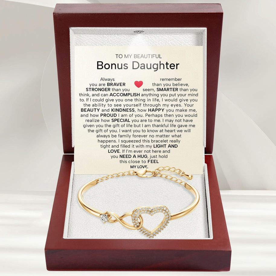 To My Bonus Daughter Bracelet With Message Card - Light And Love