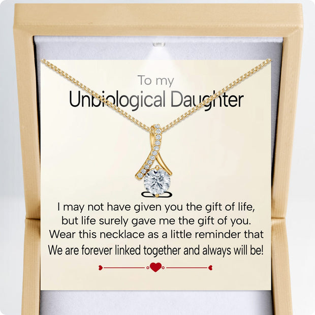 To My Bonus Daughter Necklace  With Heartfelt Message - Unique Jewelry For Bonus Daughter - Linked Together