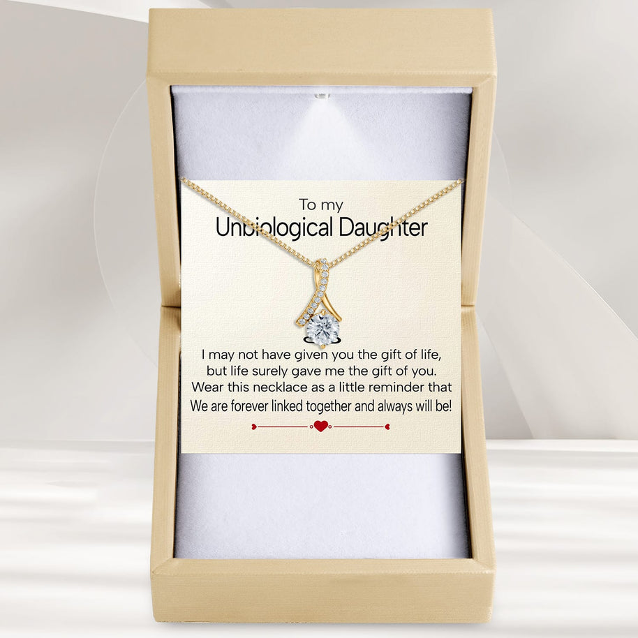 To My Bonus Daughter Necklace  With Heartfelt Message - Unique Jewelry For Bonus Daughter - Linked Together