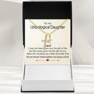 To My Bonus Daughter Cross Necklace  With Heartfelt Message - Unique Jewelry For Bonus Daughter - Linked Together