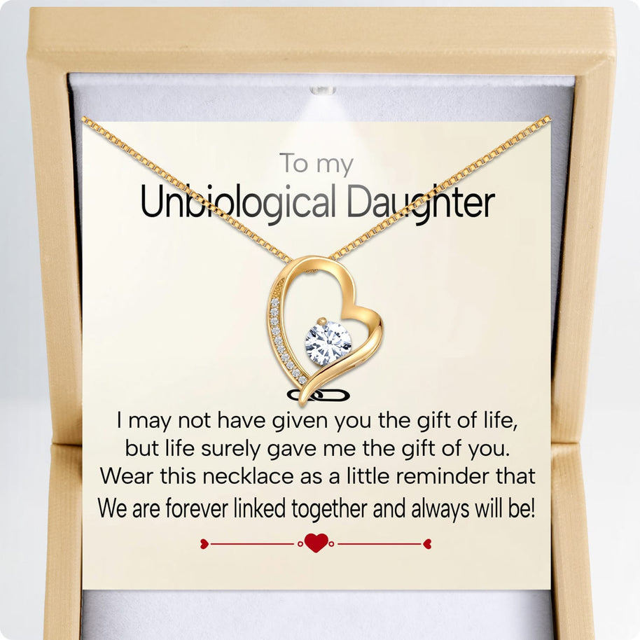 To My Bonus Daughter Necklace  With Heartfelt Message - Unique Jewelry For Bonus Daughter - Linked Together