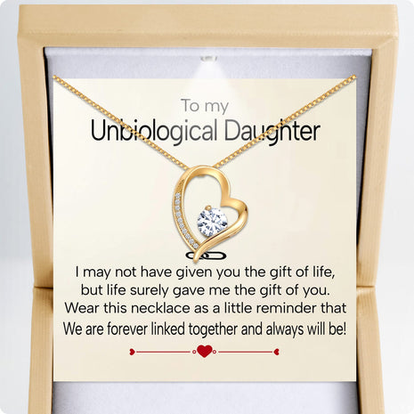 To My Bonus Daughter Necklace  With Heartfelt Message - Unique Jewelry For Bonus Daughter - Linked Together