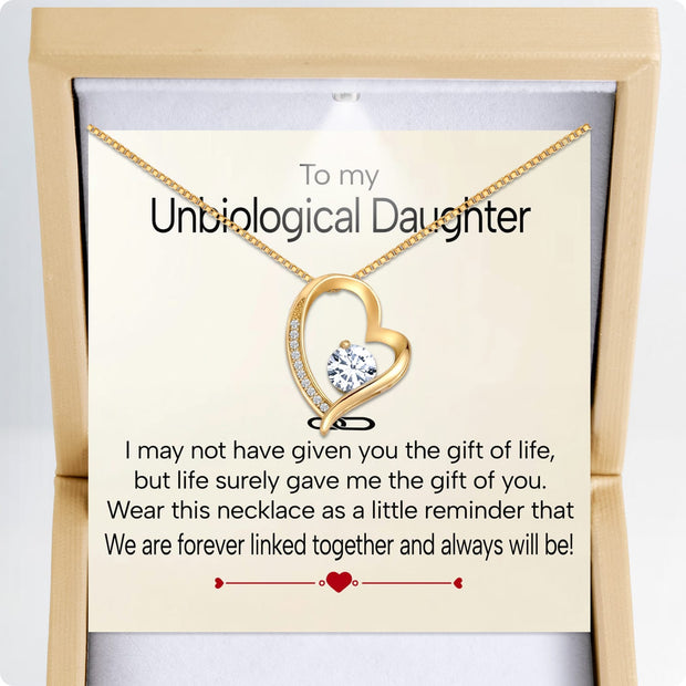 To My Bonus Daughter Necklace  With Heartfelt Message - Unique Jewelry For Bonus Daughter - Linked Together