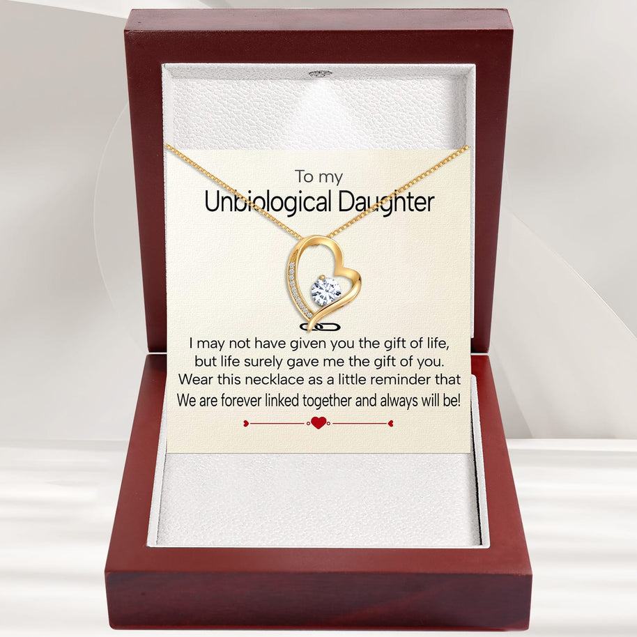 To My Bonus Daughter Necklace  With Heartfelt Message - Unique Jewelry For Bonus Daughter - Linked Together