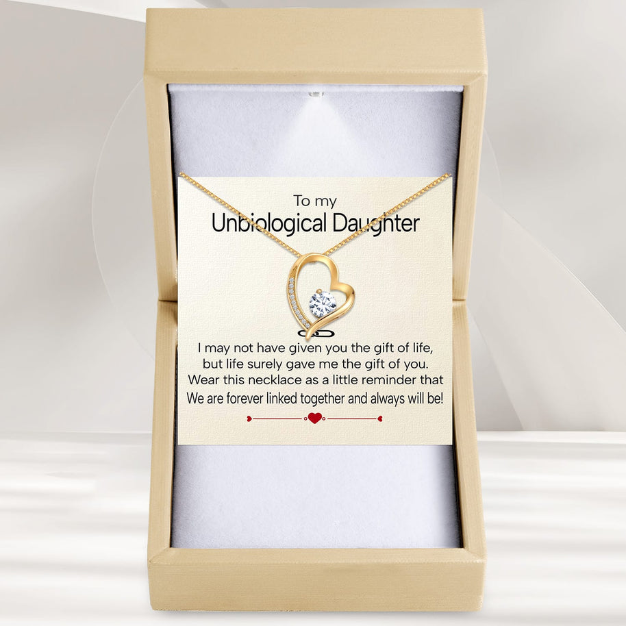 To My Bonus Daughter Necklace  With Heartfelt Message - Unique Jewelry For Bonus Daughter - Linked Together