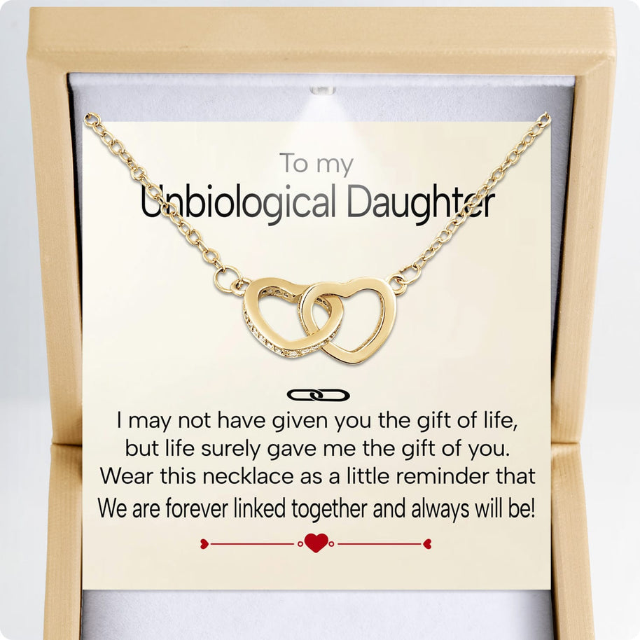 To My Bonus Daughter Necklace  With Heartfelt Message - Unique Jewelry For Bonus Daughter - Linked Together